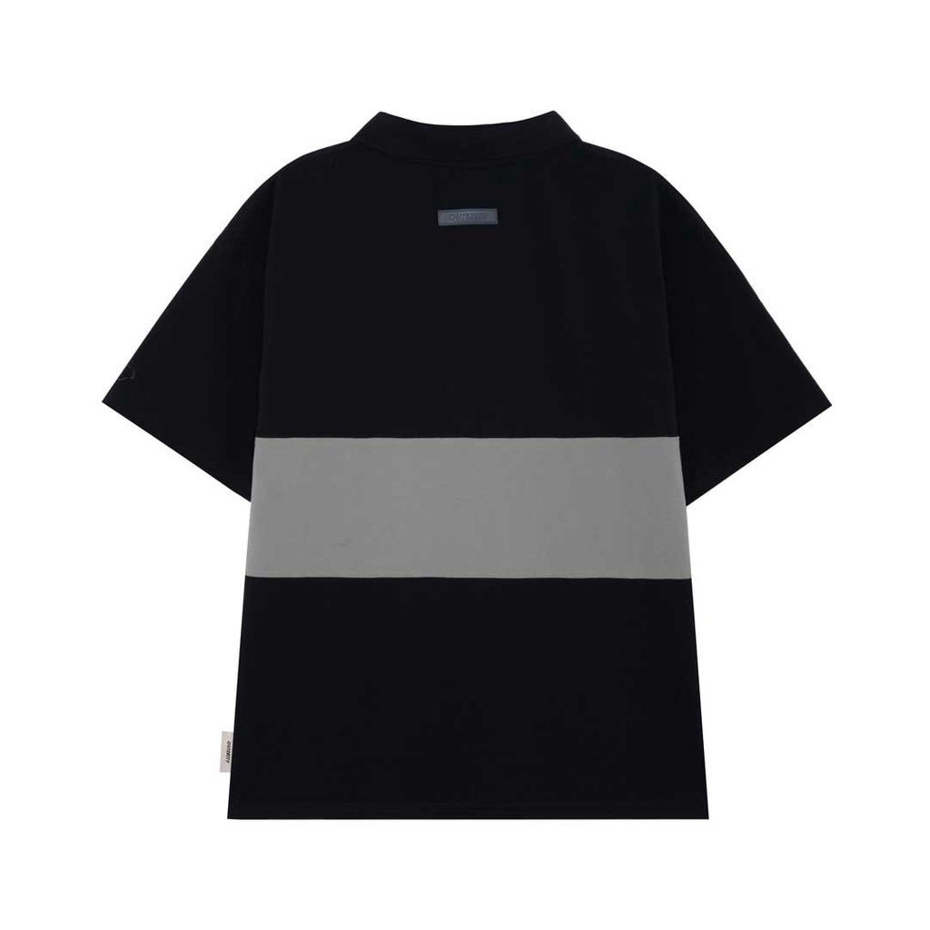 Áo polo nam nữ local brand unisex Outerity Cá Sấu Cross Cut / Đen&Xám / ORT.B 704