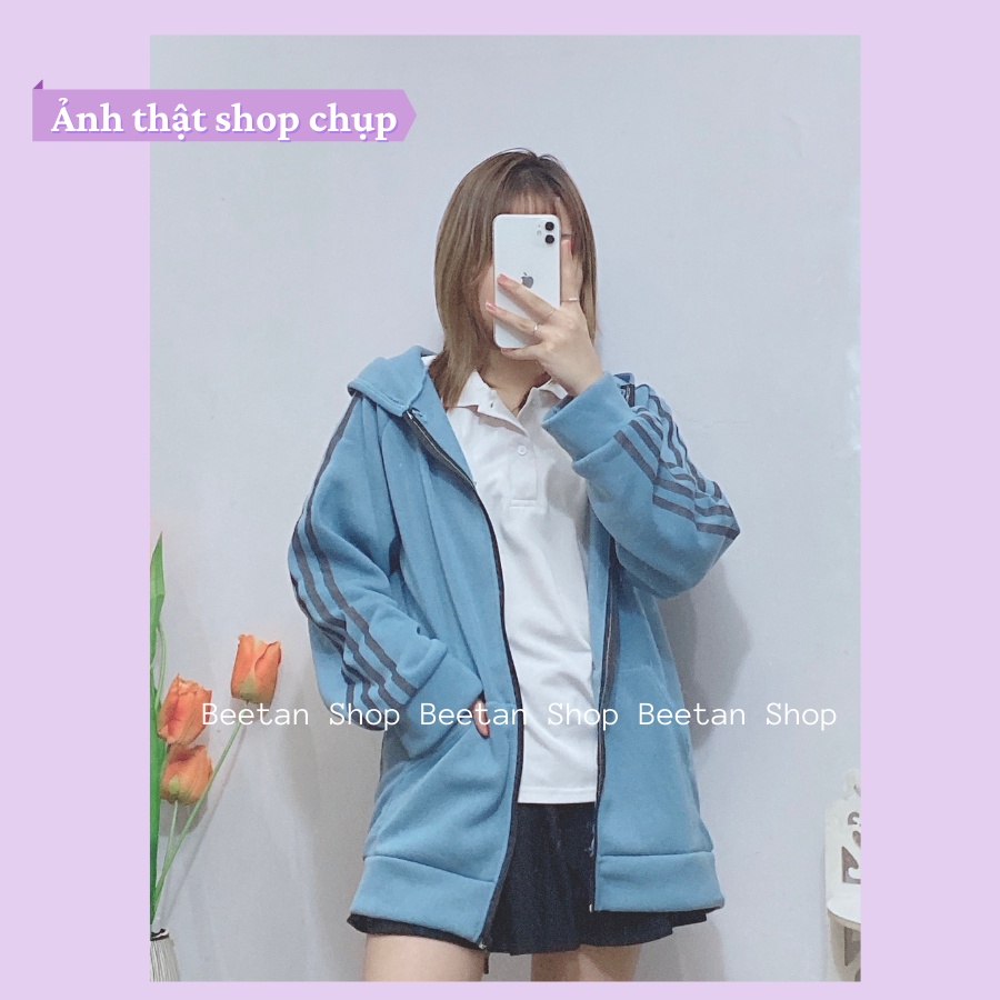 Áo Khoác Hoodie Unisex Nỉ Bông Cotton Trơn - Áo Hoodie Nữ Form Rộng Giá Rẻ Chất Đẹp Ullzang 3 Sọc AH01