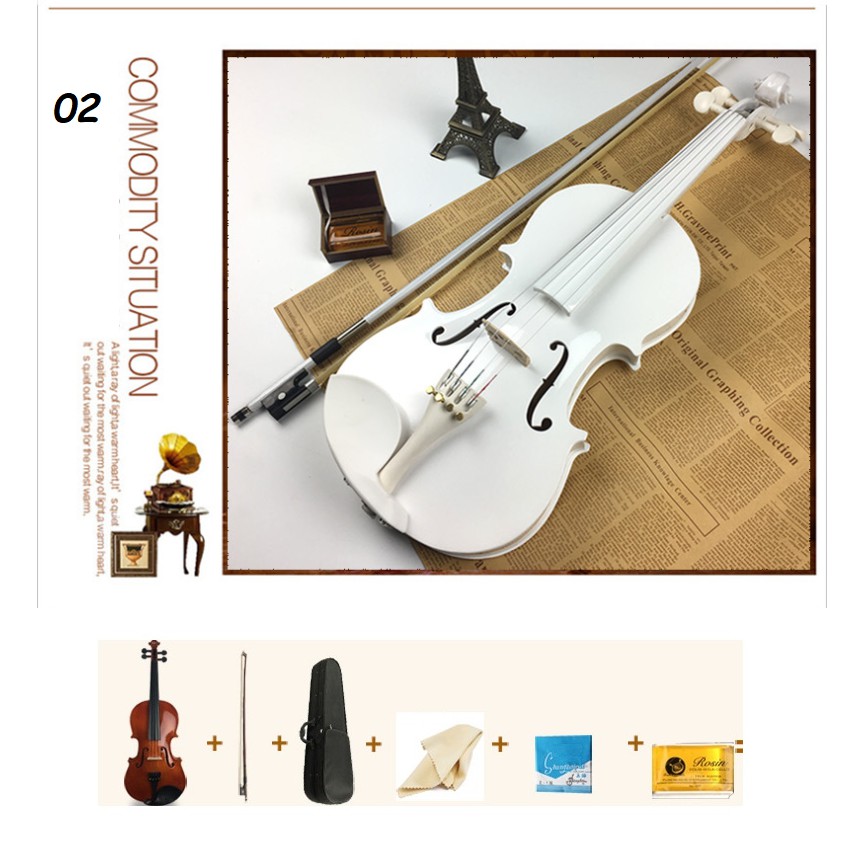 Đàn Violin ShangHai-0005893 dành cho Người Mới Học Size 4/4 Tặng Hộp đựng đàn cao cấp, sáp rosin, cây vĩ, khăn lau