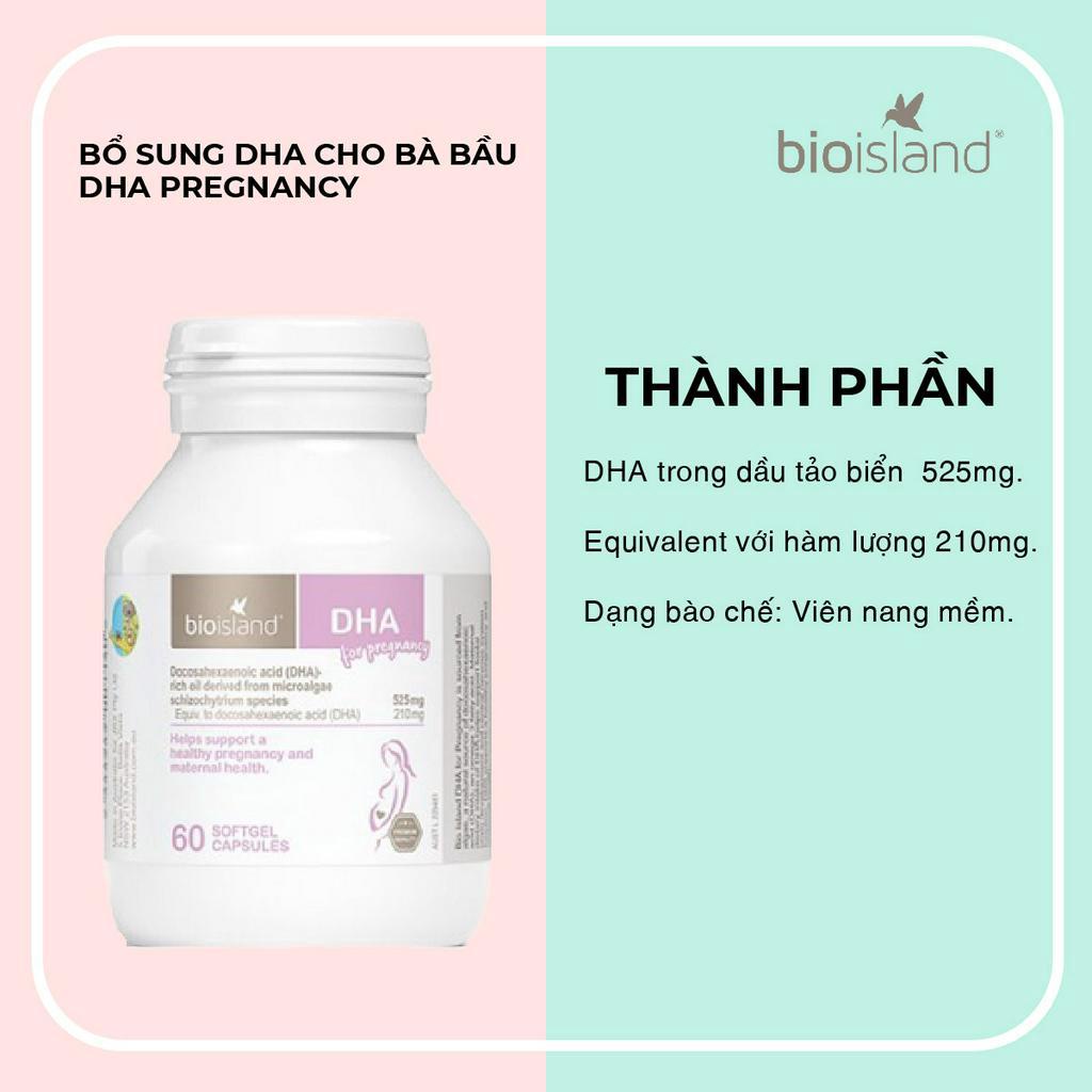 Viên vitamin bầu DHA Bioisland 60 viên phát triển trí não thai nhi, bé thông minh khỏe mạnh, hỗ trợ sáng mắt