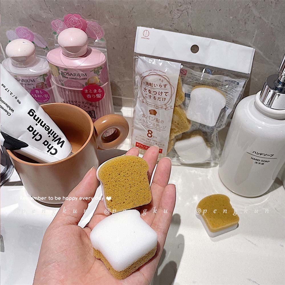 Set 8 Miếng Bọt Biển Lau Mặt Kính Phòng Tắm Bằng Thép Không Gỉ Nhật Bản