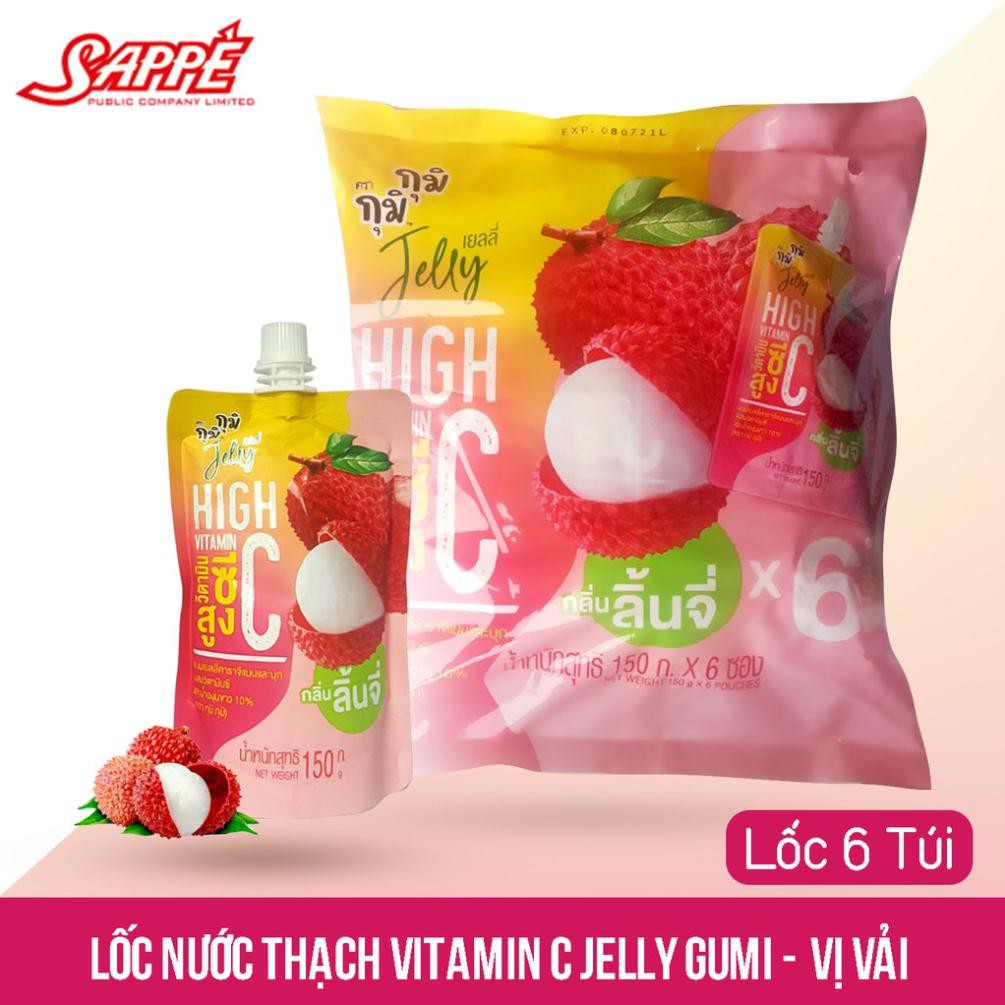 Lốc 6 gói Thạch Vitamin C Jelly Gumi Gumi  Vị Vải - Gói 150g