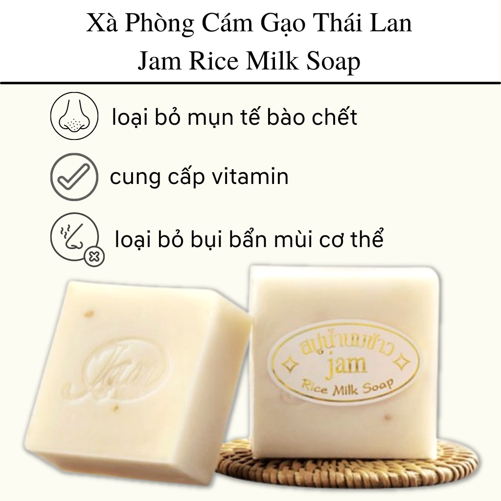 Xà Phòng Cám Gạo Thái Lan Jam Rice Milk Soap 65gr
