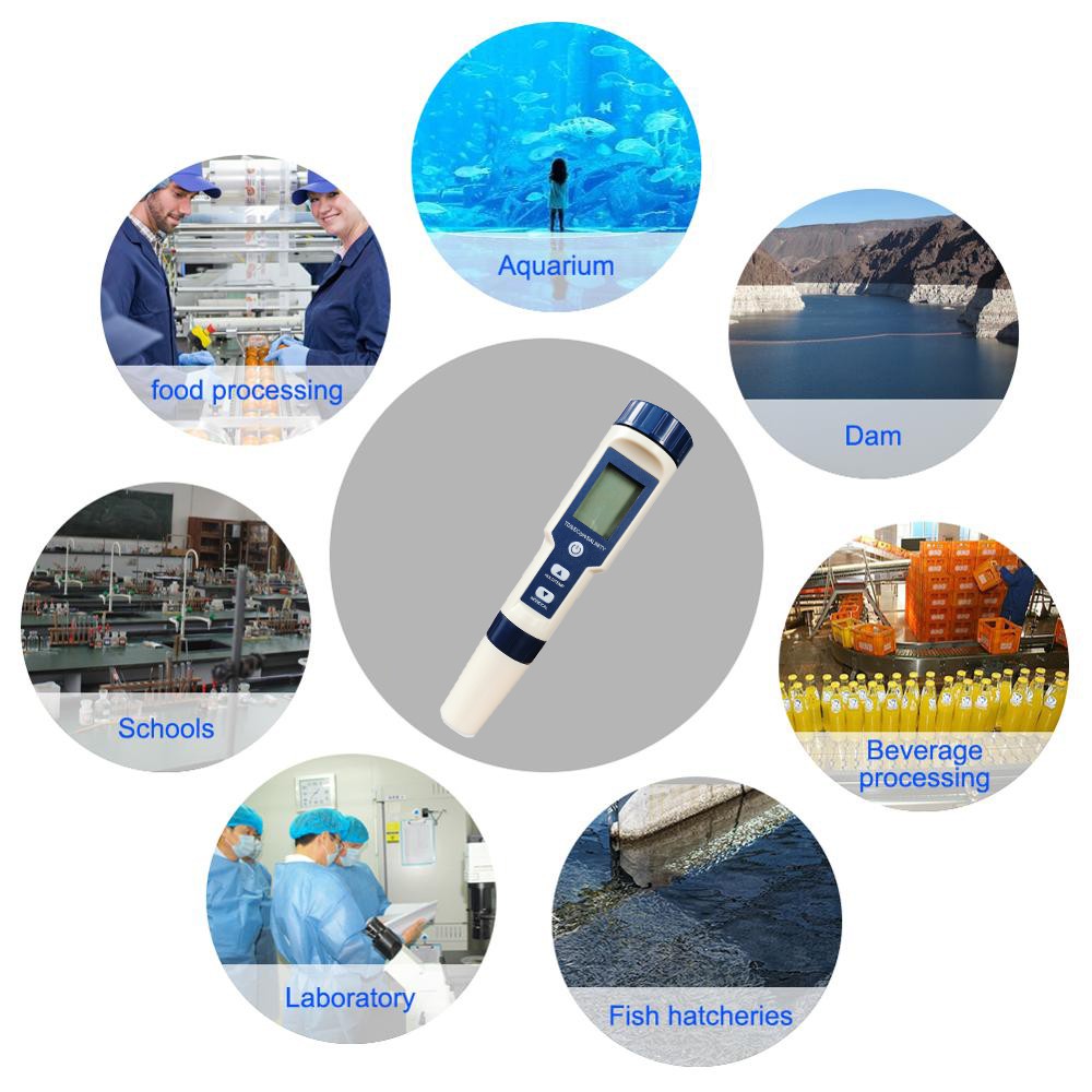 Bút thử nước sạch 5 trong 1 đo độ mặn độ pH độ dẫn điện nhiệt độ hàm lượng chất rắn hòa tan trong nước