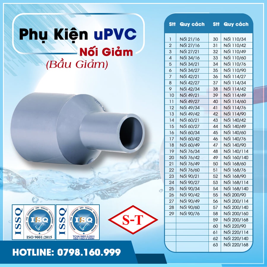 Đầu nối giảm 21 ra 16, 21/16 phụ kiện ống nước