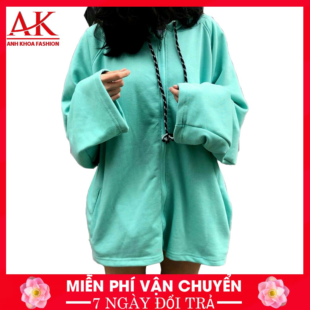 Áo Khoác Form Rộng OVERSIZE Chất Vải Nỉ Bông Ngoại Cao Cấp Siêu Xinh Màu Xanh Ngọc