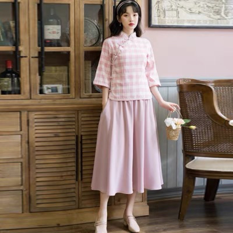 Áo và váy cổ trang kiểu trung hoa trung quốc hán phục đi lễ chùa