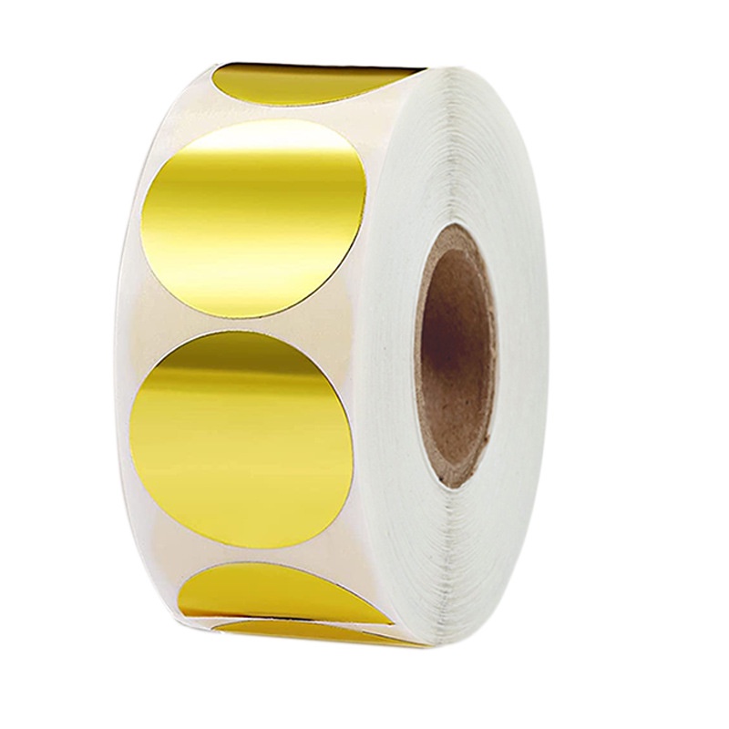 Bộ 500 Miếng Dán Hình Tròn / Trái Tim Màu Vàng Họa Tiết Chấm Bi Nhiều Màu Độc Đáo Trang Trí Niêm Phong Bao Bì Tiện Dụng