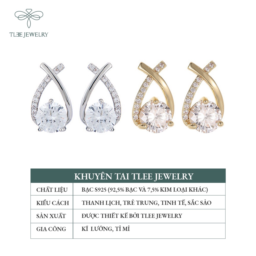 Khuyên tai bạc nữ TLEE Aven đính đá lấp lánh NCJ B0177