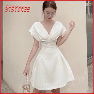 Đầm dự tiệc cánh tiên dáng xòe chất phi lụa, may 2 lớp Inna (BT057)