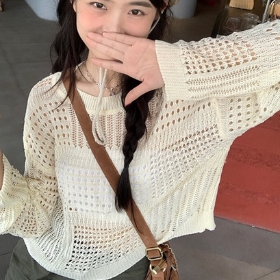 Áo Sweater Tay Dài Chống Nắng Thiết Kế Lưới Mỏng Thời Trang Mùa Hè Hàng Mới Dành Cho Bạn Nữ