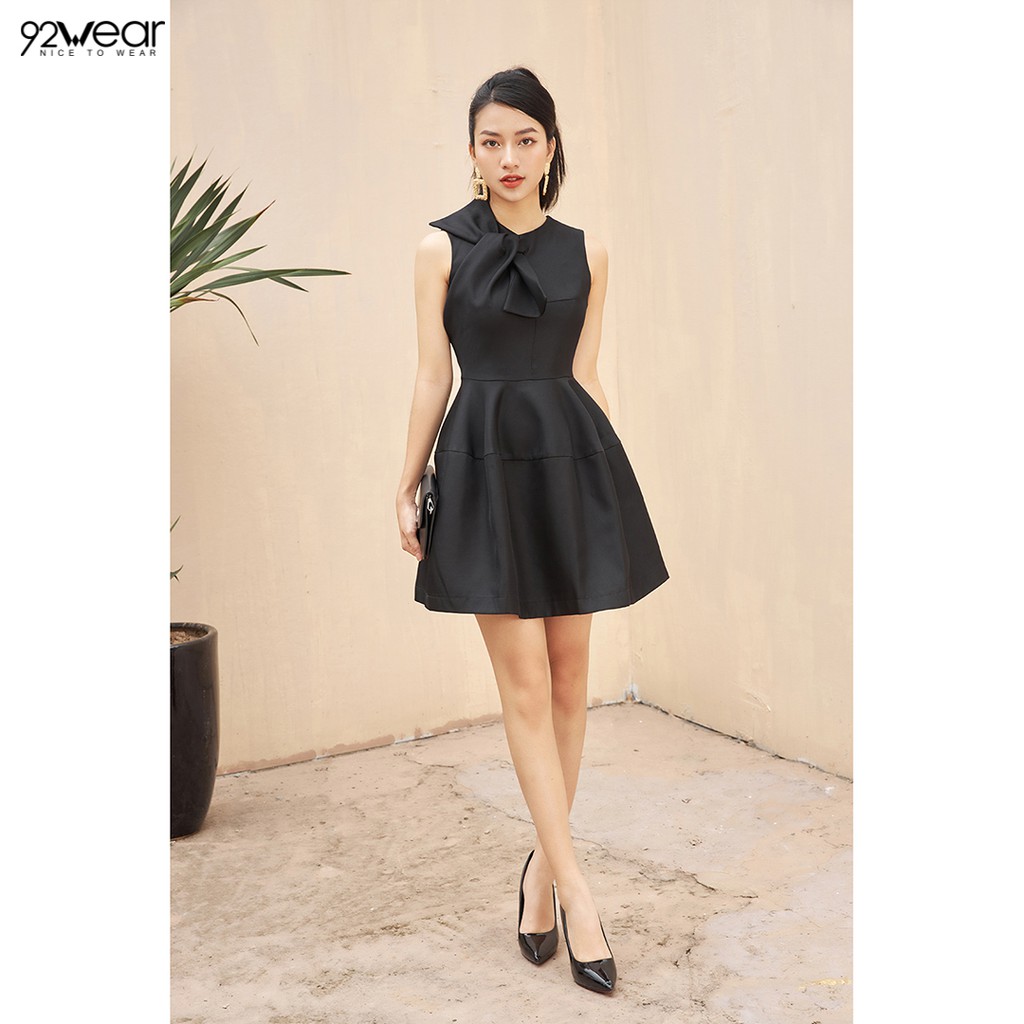 Váy xòe công sở đủ màu, dáng xòe xoắn nơ DEW0575 92WEAR | BigBuy360 - bigbuy360.vn