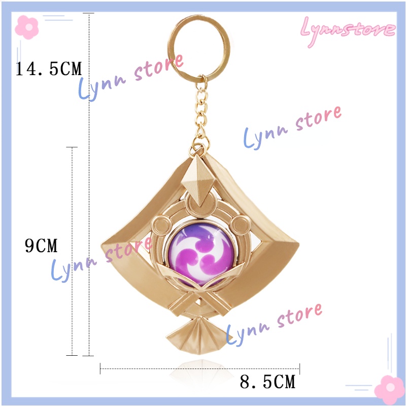 Genshin Impact Yae Miko Inazuma Thunder Vision Móc Khóa Mặt Kính Dạ Quang Hai Mặt Bằng Kim Loại Kích Thước Lớn