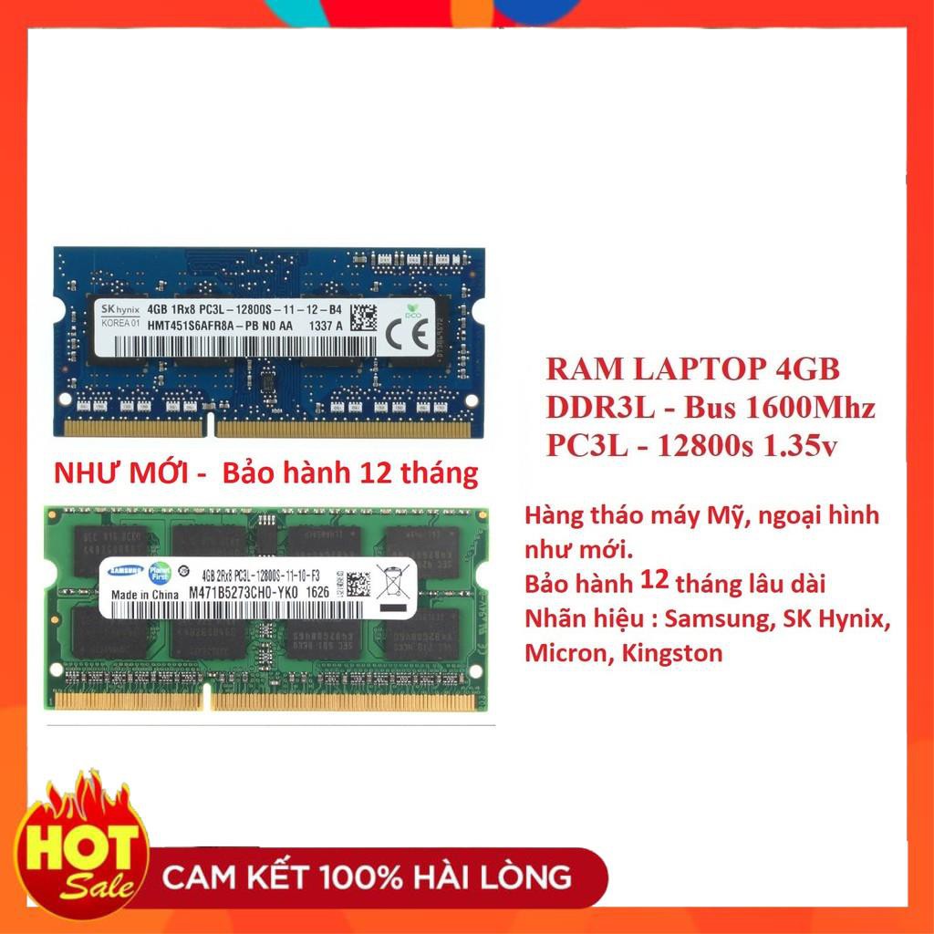 [Mã 273ELHA100K0 hoàn 7% đơn 500K] ⚡️Ram laptop 4Gb DDR3L PC3L