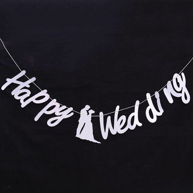 Dây chữ Happy Wedding ánh kim trang trí phòng cưới, tiệc cưới