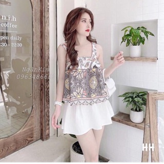 Siêu phẩm set áo lụa thổ cẩm mix CV xếp ly