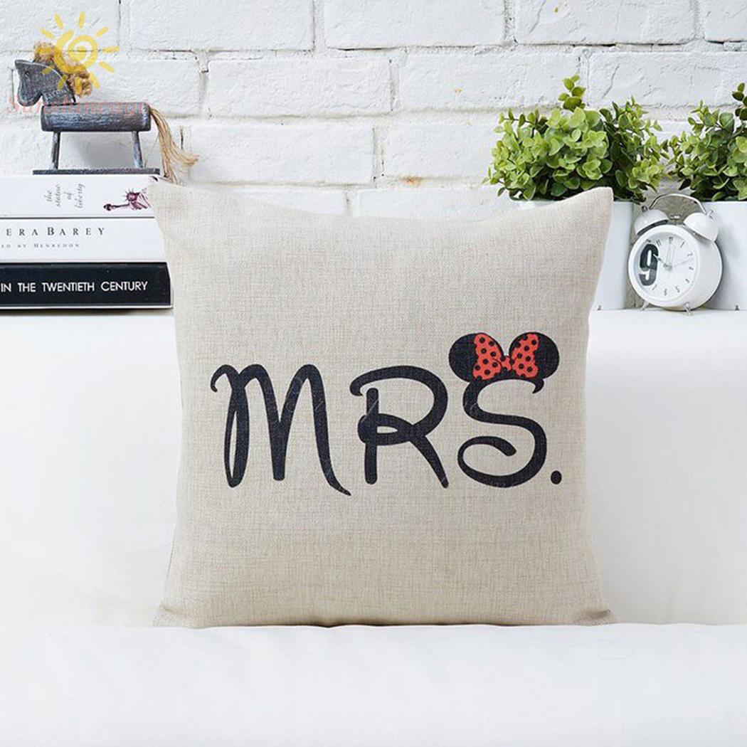 Vỏ Gối Sofa In Chữ Mr. Mrs