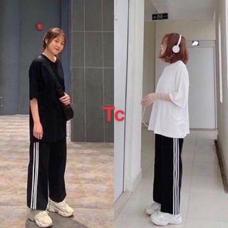 Sét quần ống rộng 3 sọc + phông trơn