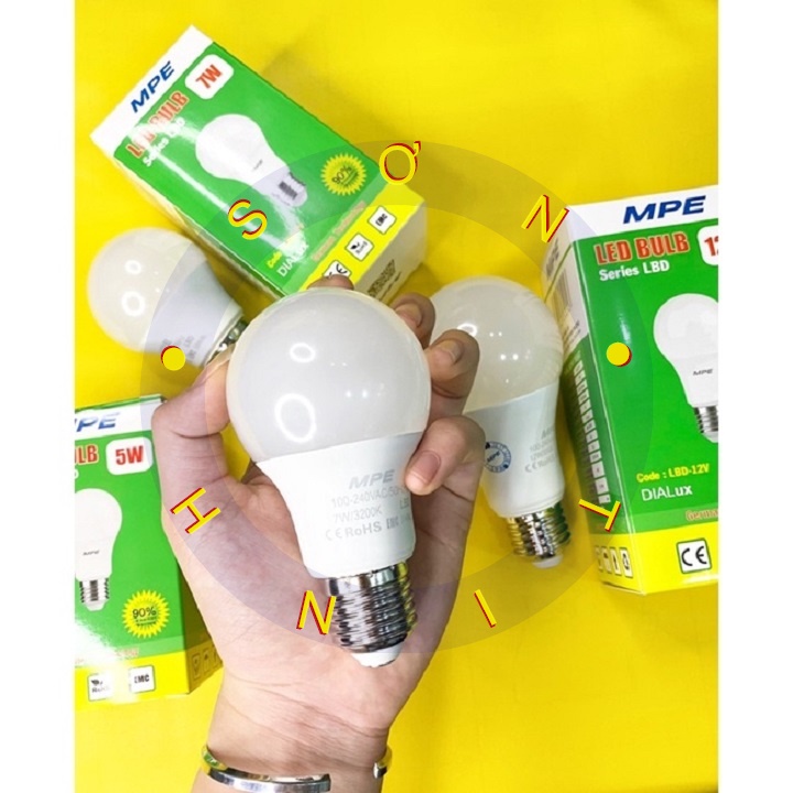 Bóng đèn LED Bulb,búp MPE - Ánh sáng trắng/vàng - 7W 9W 15W 20W 30W 40W E27 LBD cao cấp MPE ( tiêu chuẩn châu âu)