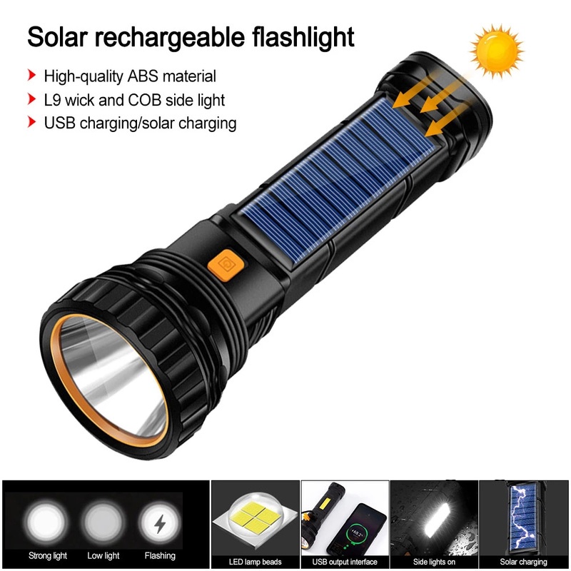 Đèn LED năng lượng mặt trời chống thấm nước đa năng kèm sạc USB tiện dụng mang theo du lịch cắm trại