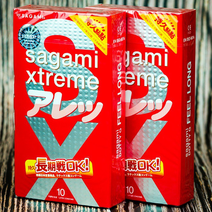 [ GIÁ SỈ ] - Bao Cao Su Gân Gai, Siêu Mỏng, kéo dài thời gian SAGAMI Xtreme Feel Long - hộp 10 cái