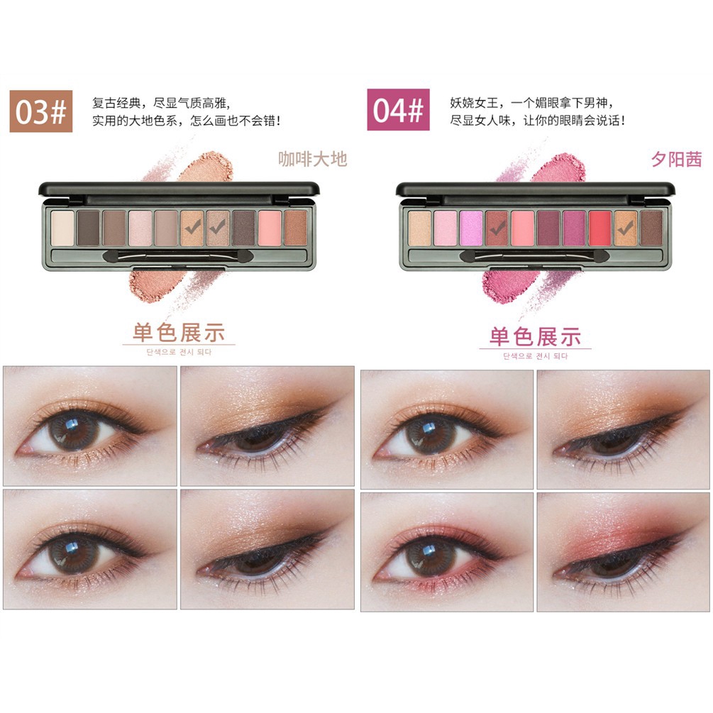 [Hàng mới về] Bảng phấn mắt MAYCREATE 10 màu tông lì và ánh nhũ lấp lánh chống thấm nước