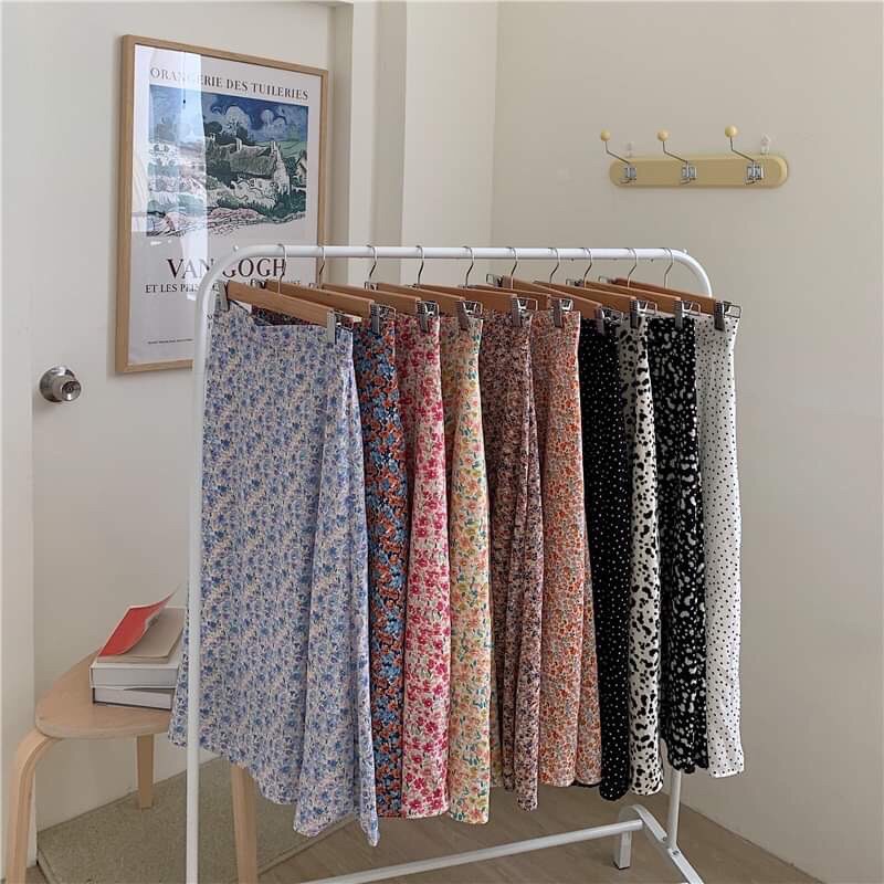 Chân váy hoa nhí dáng dài cạp chun | BigBuy360 - bigbuy360.vn