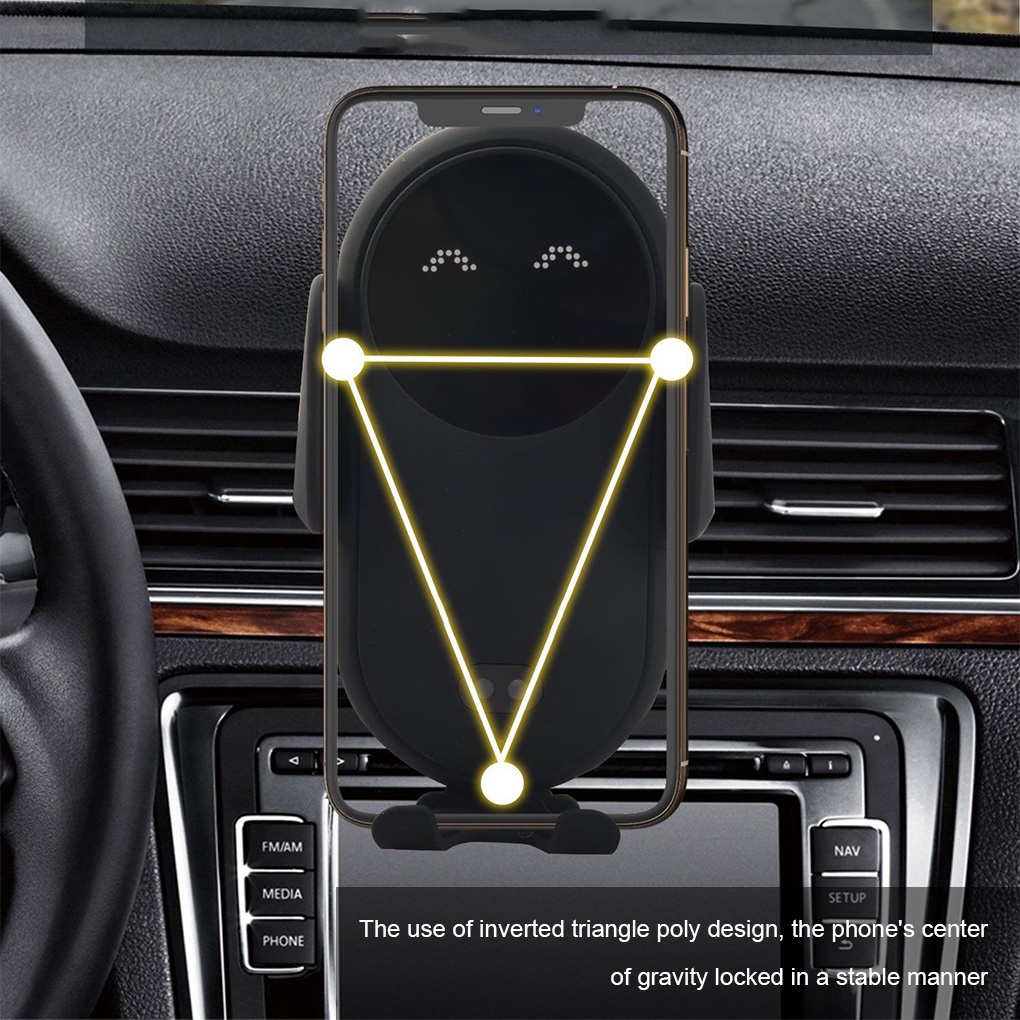 Giá đỡ kẹp điện thoại sạc nhanh Qi không dây 15W cho xe hơi