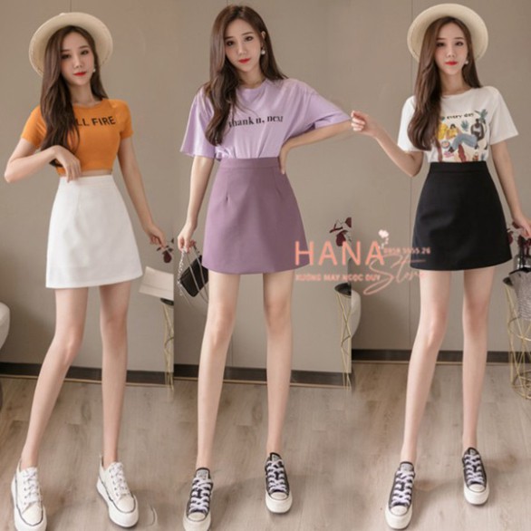 Chân váy chữ A ngắn màu đen cạp lưng cao có quần lót trong - Mặc đi làm Công sở Đi học sinh Đi Chơi đẹp - Vải Vitex mềm | BigBuy360 - bigbuy360.vn
