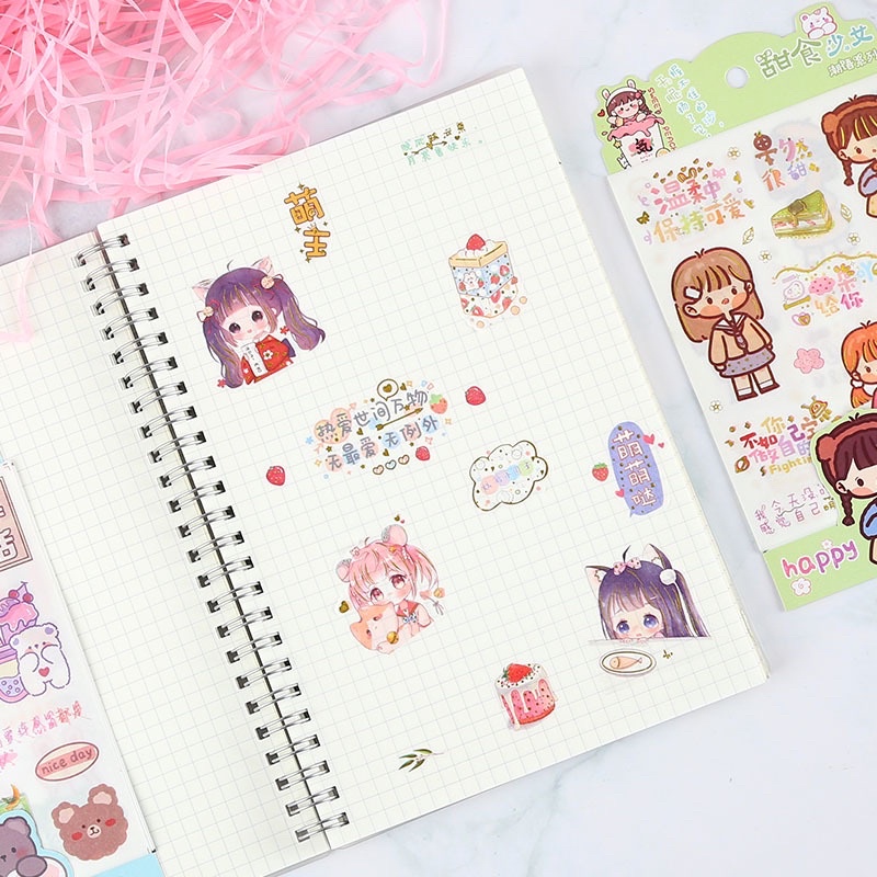 Set 4 tấm sticker phong cách Nhật Bản dễ thương