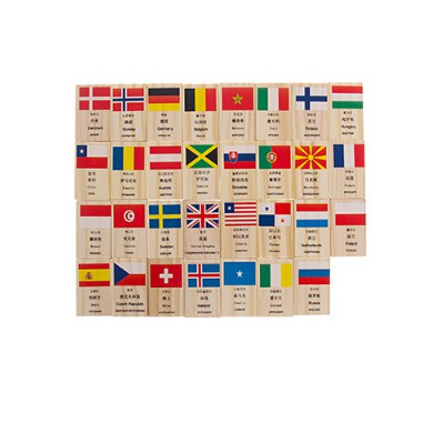 Bộ Domino cờ 100 quốc gia bằng gỗ 4 thứ tiếng