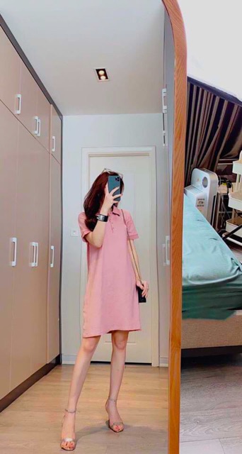 VÁY SUÔNG NỮ CỔ ĐỨC THÊU CHỮ MÀU HỒNG V36 | BigBuy360 - bigbuy360.vn