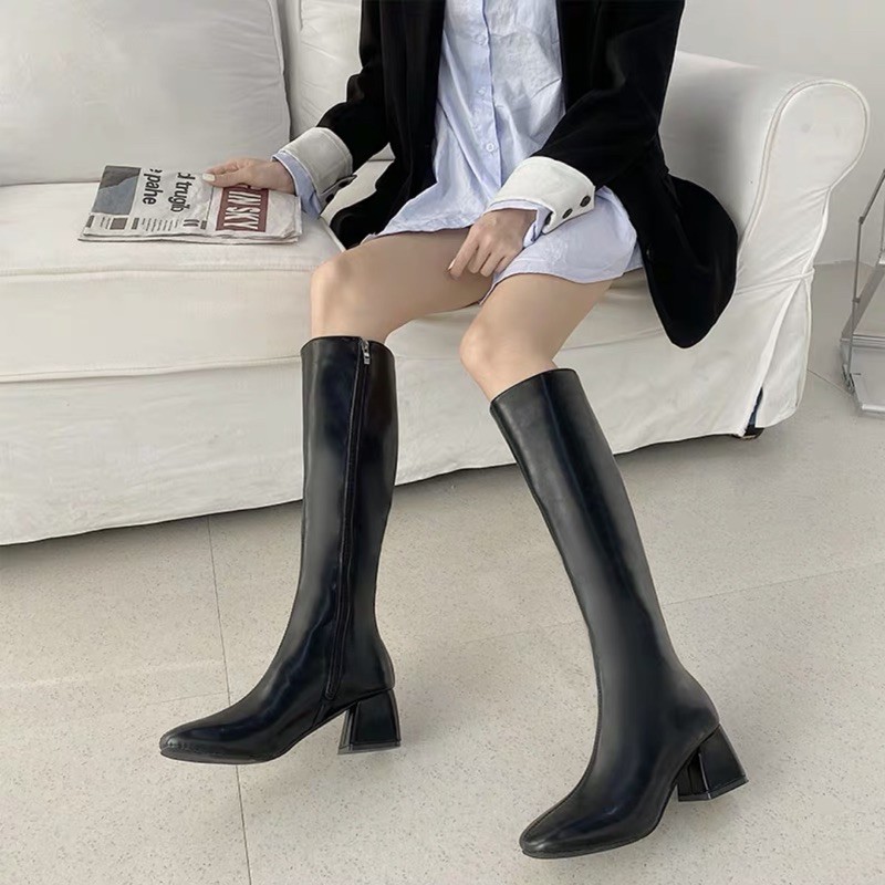 💓[ SẴN BE 35/39 ] Bốt Nữ- Bốt Cao Gót Nữ Form Đứng Dáng Kéo Khoá Cạnh Thời Trang | BigBuy360 - bigbuy360.vn