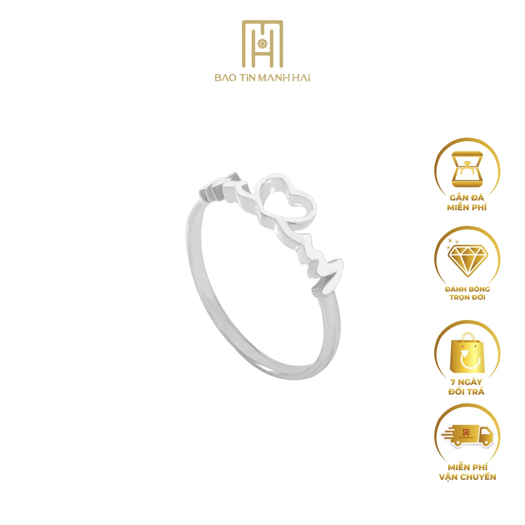 Nhẫn bạc nữ trơn hình nhịp tim NB37 Bảo Tín Mạnh Hải