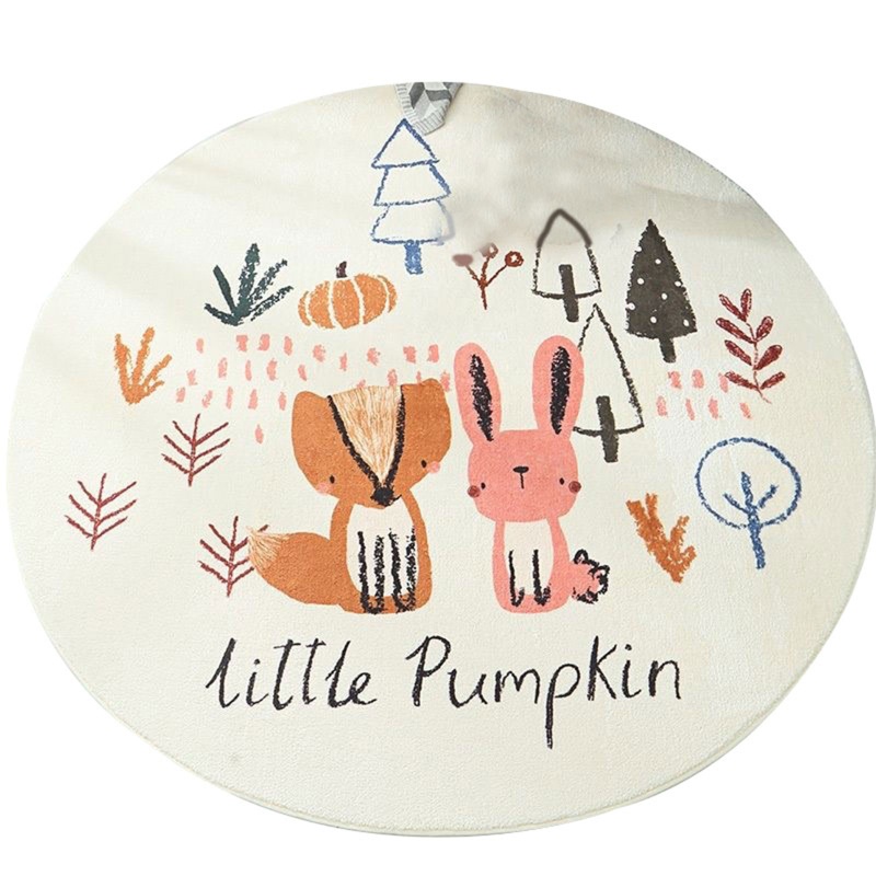 Thảm Bò Hình Tròn In Họa Tiết Hoạt Hình Dễ Thương Cho Bé