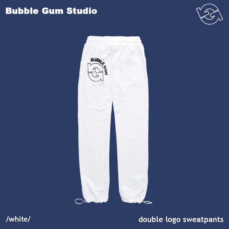 Quần nỉ dài Double logo - Bubble Gum