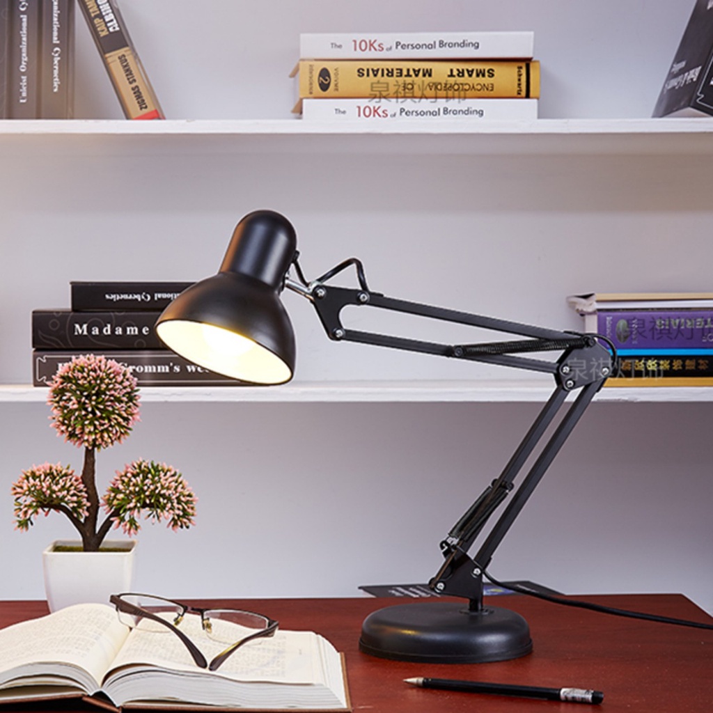 (HCM) Đèn Học Để Bàn Phong Cách Kỹ Sư Hiện Đại Trẻ Trung Tặng Kèm Bóng Led Siêu Sáng - Đèn Bàn Đế Sắt Sơn Tĩnh Điện