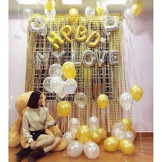 GIÁ SỐC - Set trang trí sinh nhật có rèm kim tuyến