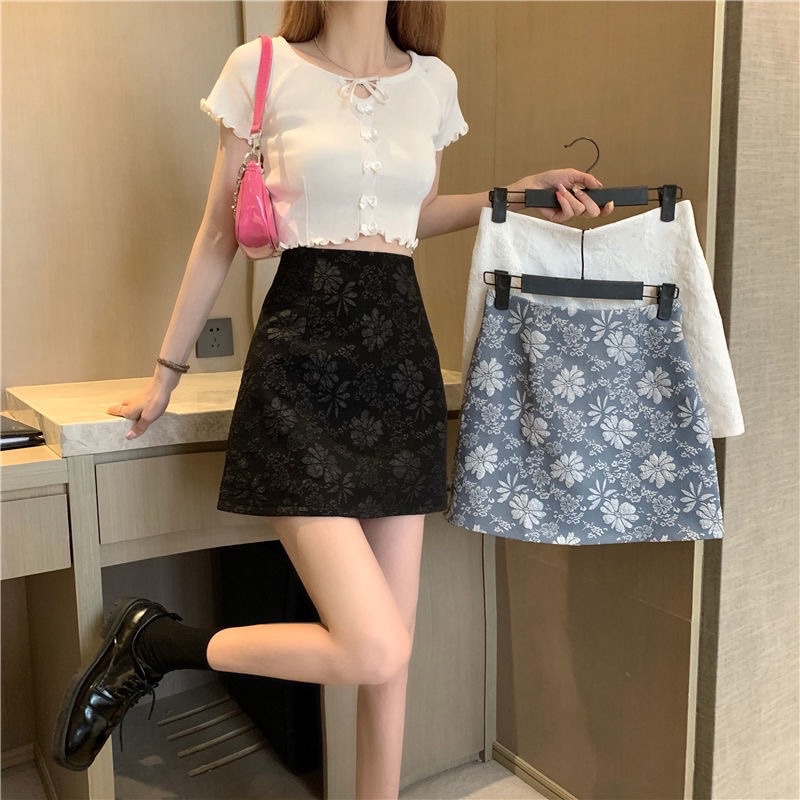 Chân váy chữ A vải gấm sang chảnh, chân váy ngắn công sở 2 lớp có quần trong [Quảng Châu cao cấp]