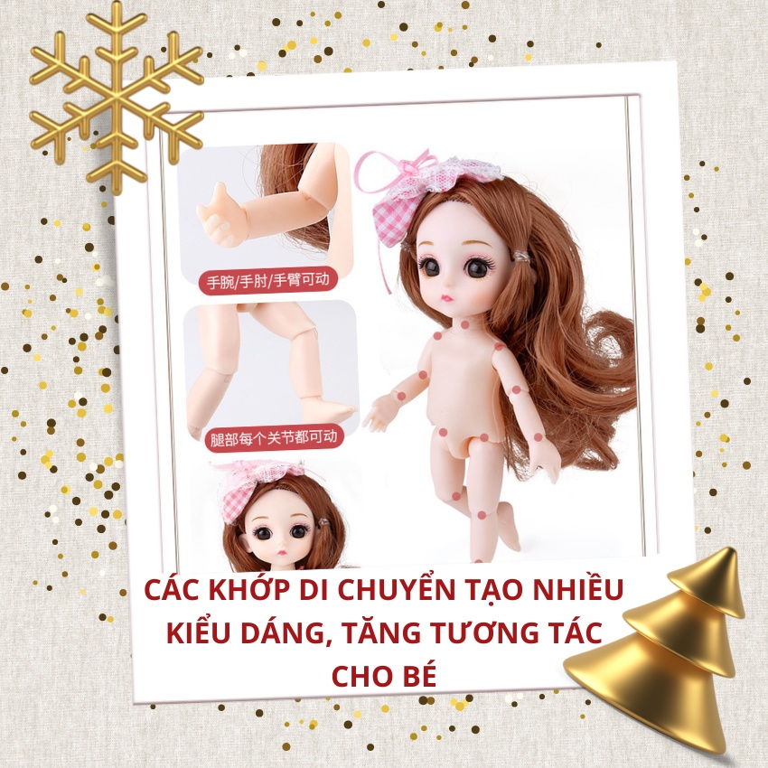 Đồ chơi búp bê barbie mini 16cm-Set 6 búp bê công chúa làm quà tặng giáng sinh noel ,sinh nhật bé gái-2KE KIDS