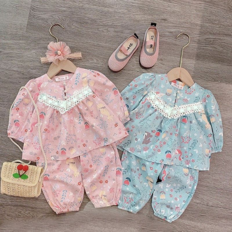 Bộ quần áo bé gái - Bộ Pijama babydoll siêu xinh cho bé gái 1-5 Tuổi