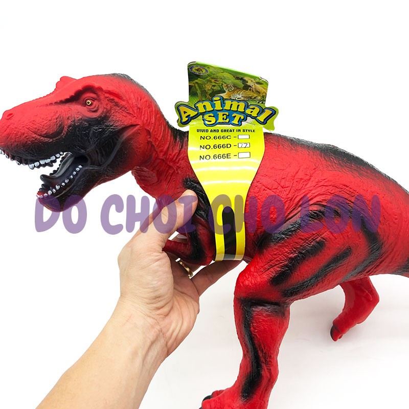 Đồ chơi khủng long bạo chúa Tyrannousaurus bằng nhựa mềm nhồi bông có nhạc 666D-77