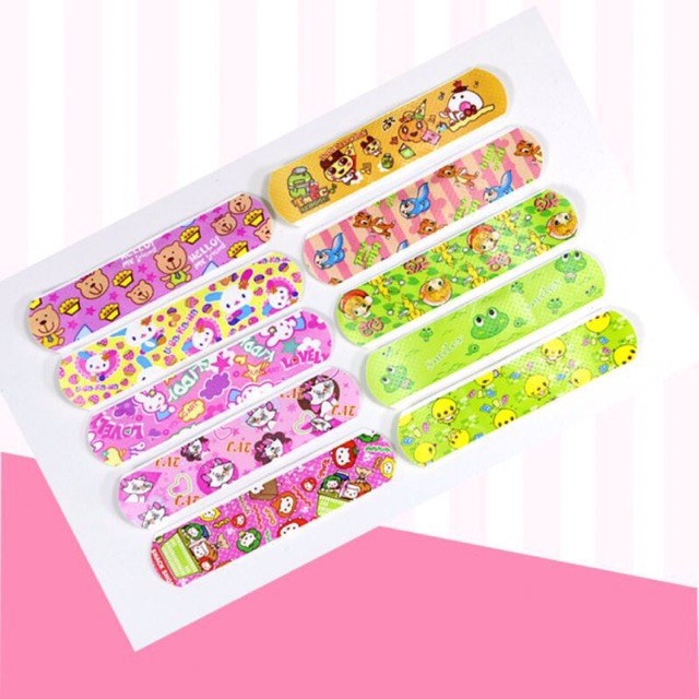 Hộp 100 urgo cá nhân sticker hoạt hình dễ thương,Băng dán y tế, miếng dán vết thương, băng gâu cute trẻ em