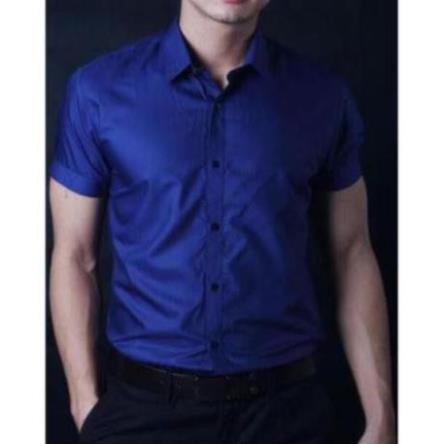 Áo SƠ MI CỘC TAY Nam, Chất Vải Lụa Không Nhăn, Thoáng Mát, Lịch Sự, Dáng Slimfit Hàn Quốc | BigBuy360 - bigbuy360.vn