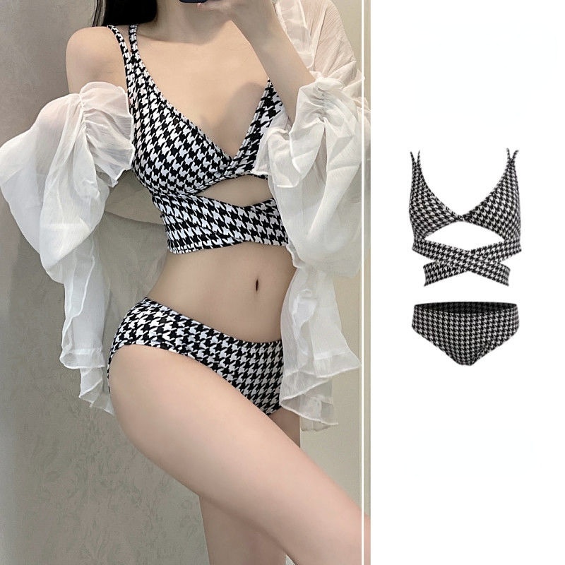 Bộ Đồ Bơi Hai Mảnh Cổ Chữ V Khoét Sâu Thời Trang Mùa Hè Phong Cách Hàn Quốc Dành Cho Nữ