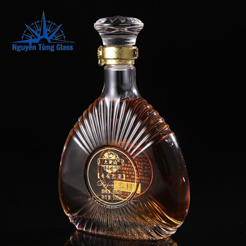 Vỏ Bình Thủy Tinh XO Đựng Rượu 500ml, Chai XO Tam Giác Sang Trọng