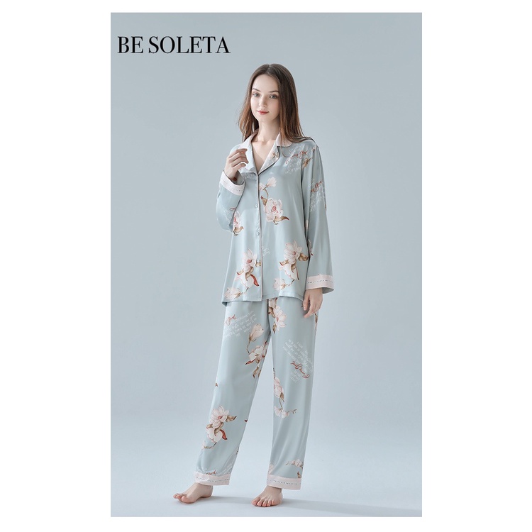 Bộ Pyjama lụa Be Soleta dài tay B22