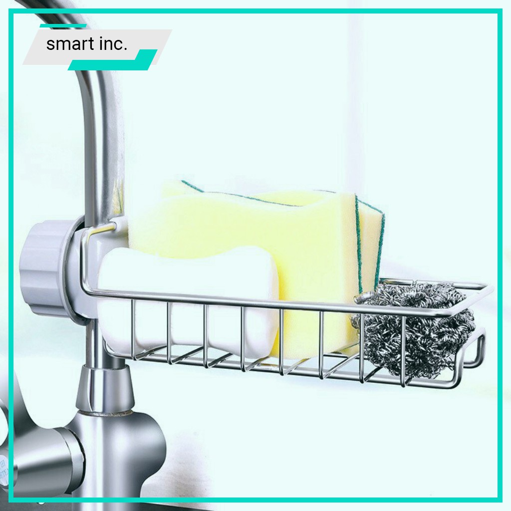 Kệ Khay Inox Đựng Đồ Rửa Chén Rổ Gắn Vòi Nước Lavabo Nhà Bếp