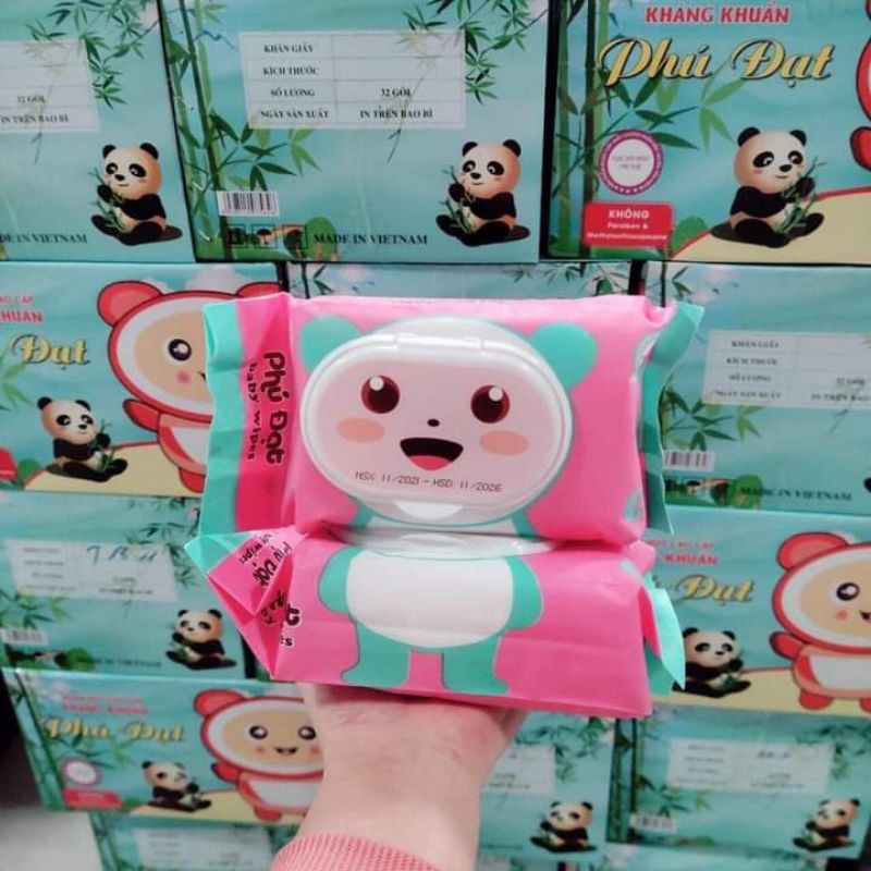 GÓI 120 TỜ KHĂN GIẤY ƯỚT KHÔNG MÙI HÌNH GẤU DỄ THƯƠNG