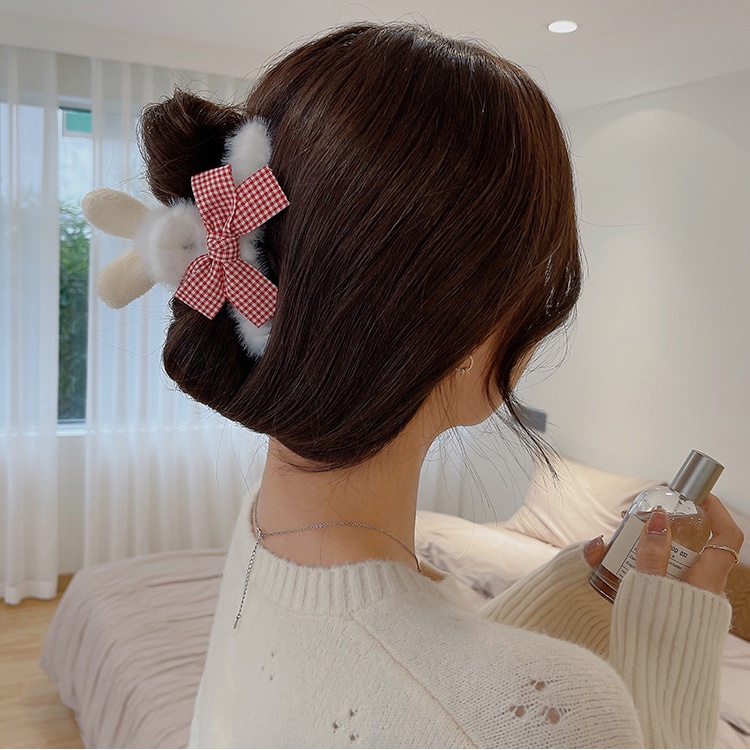 Kẹp tóc gấu phủ lông dể thương dành cho nữ phong cách hàn quốc